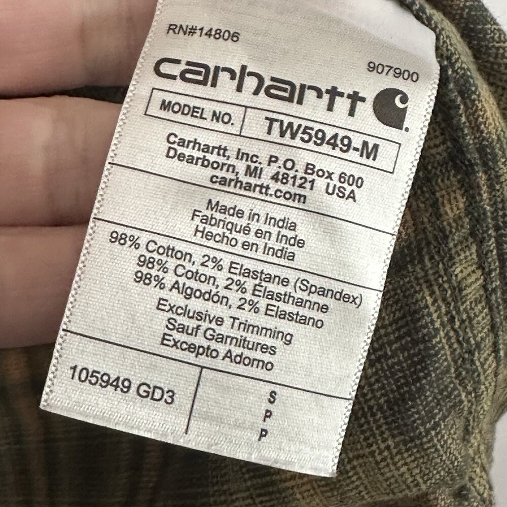 Carhartt Rugged Flex Flannel Shirt S Mens Button Front Pockets Relaxed Work - Picture 5 of 9
